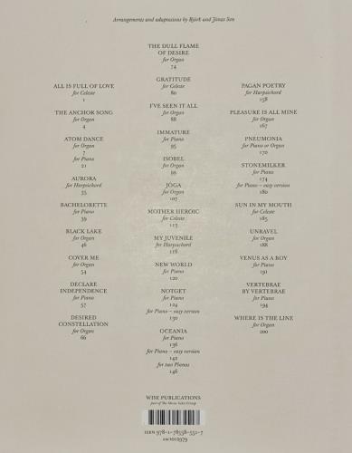 Björk 34 Scores for Piano, Organ, etc. Björk 34 Scores for Piano Organ Harpsichord and Celeste Book